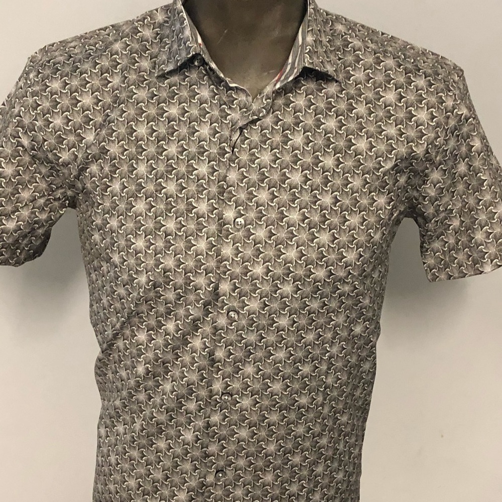 Mizumi shirt button front grey specks modern fit - Picture 2 of 3
